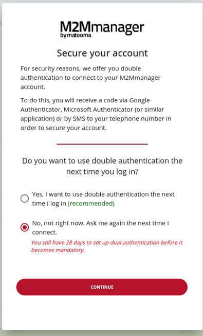 secure your account - double authentication